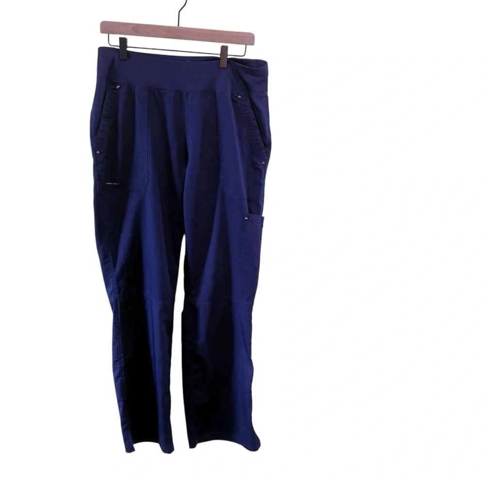 Healing Hands Tori Scrub Pants Womens Medium Blue Good Yoga Purple Label